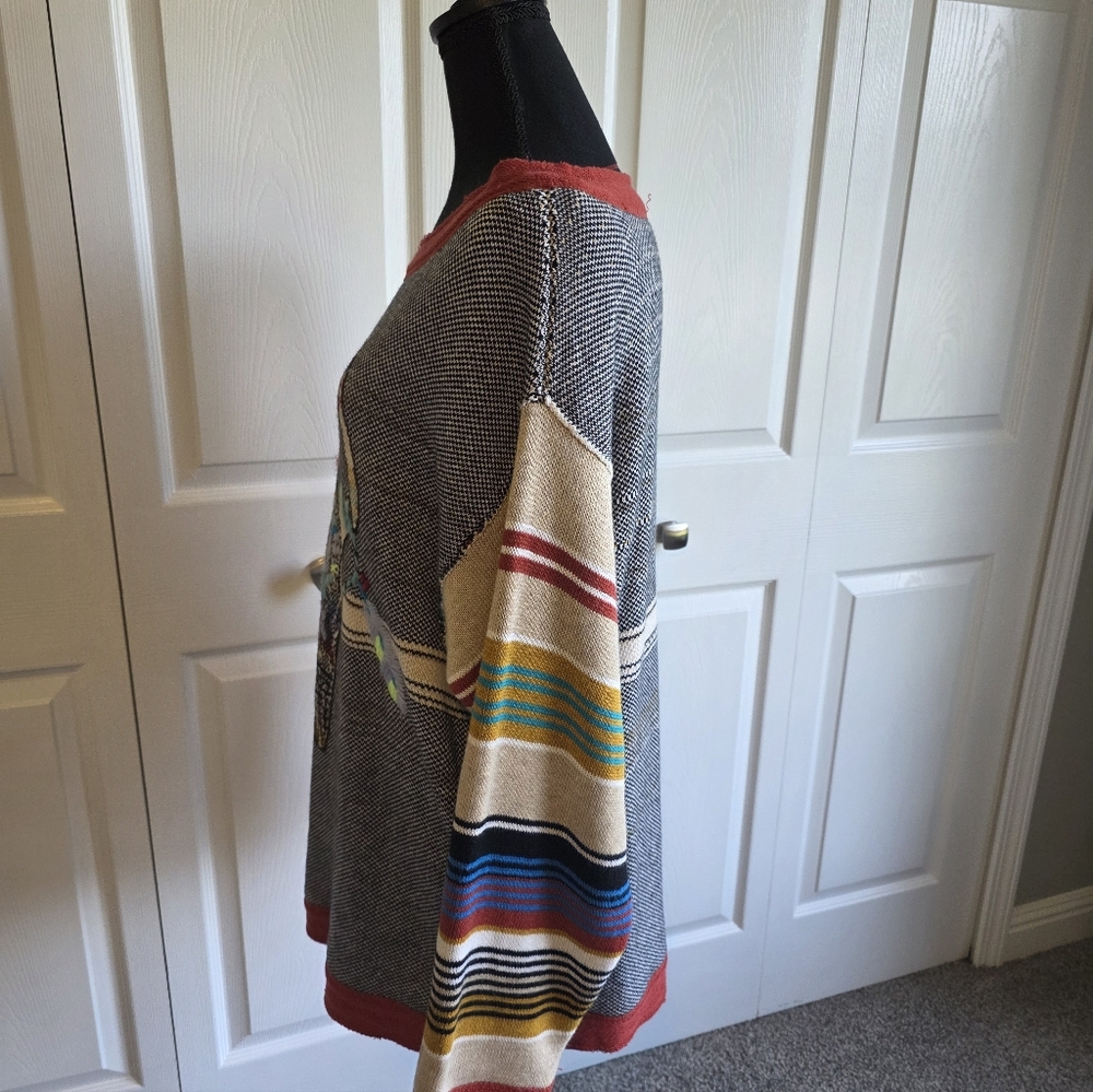 Free People Multicolor Striped Sweater with Embroidered Skull - Picture 4 of 9
